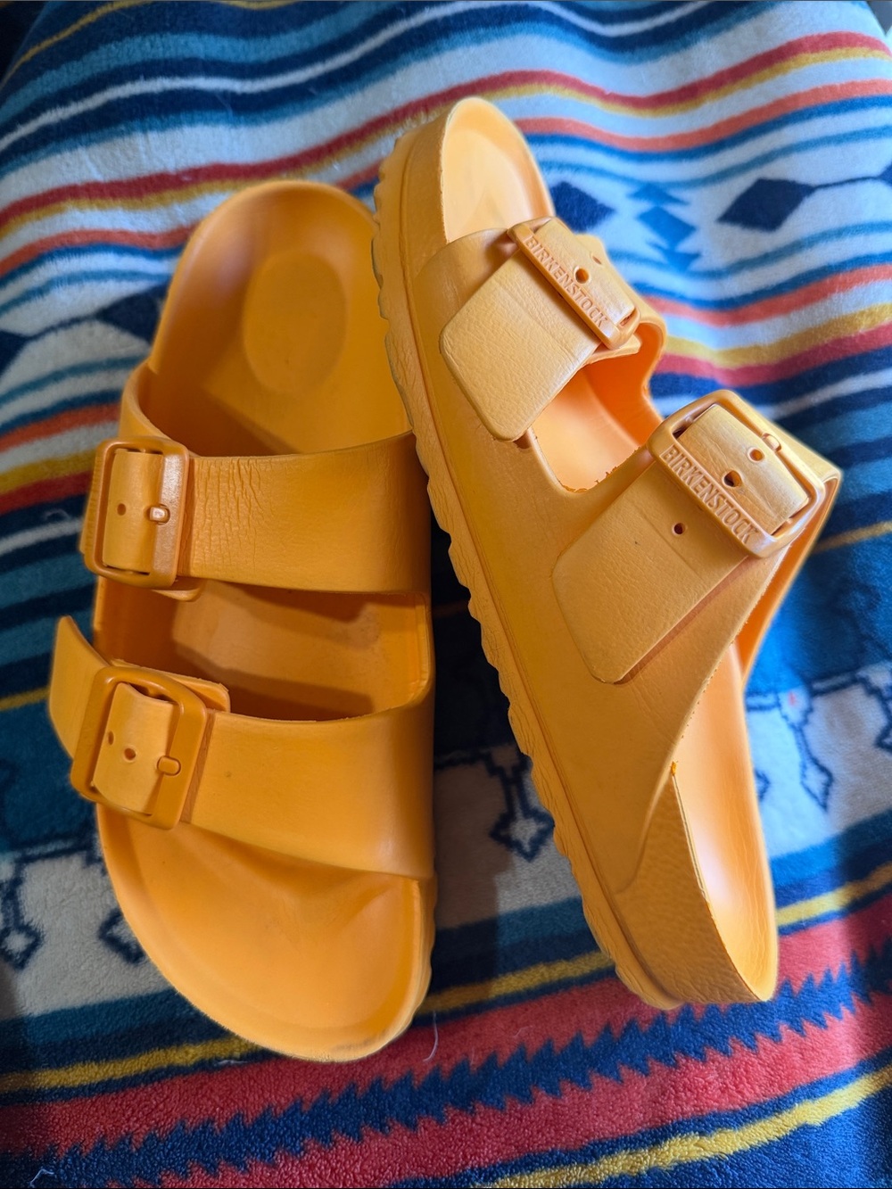 Birkenstock Orange Double-Buckle Slide Sandals
